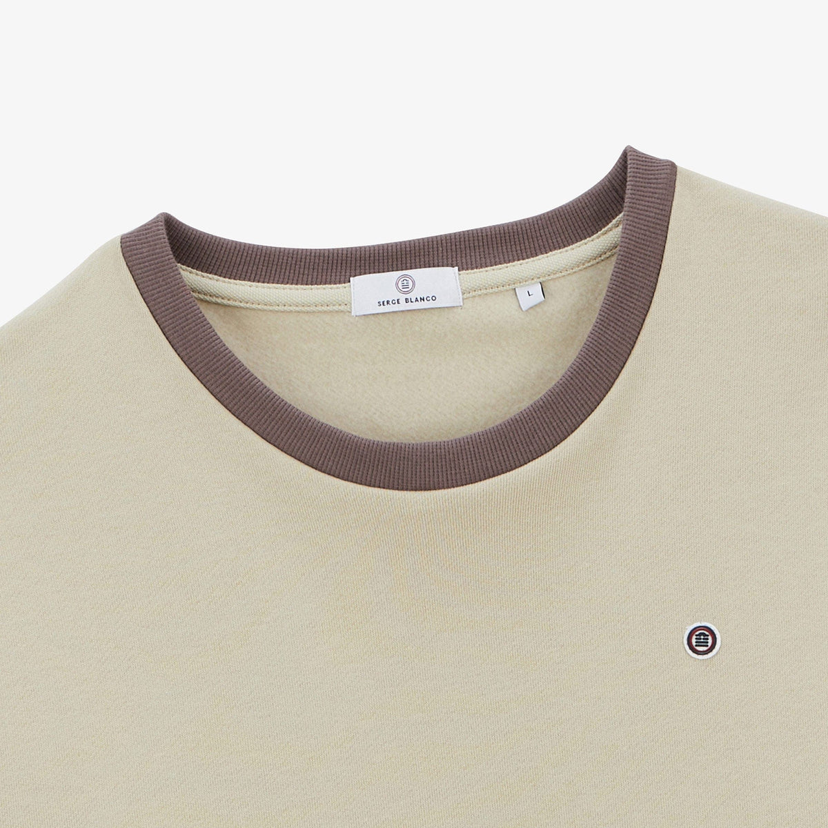 Sweat col rond tricolore ciment homme serge blanco