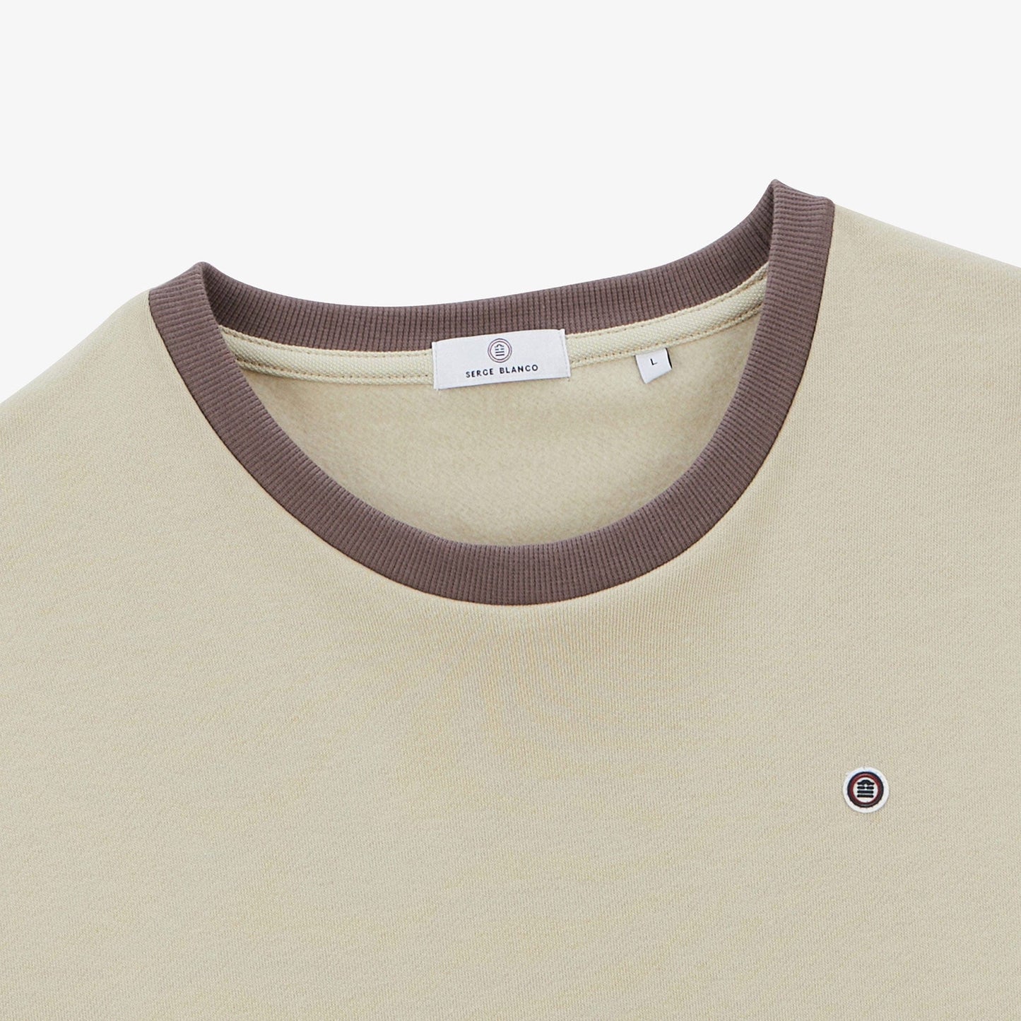 Sweat col rond tricolore ciment homme serge blanco