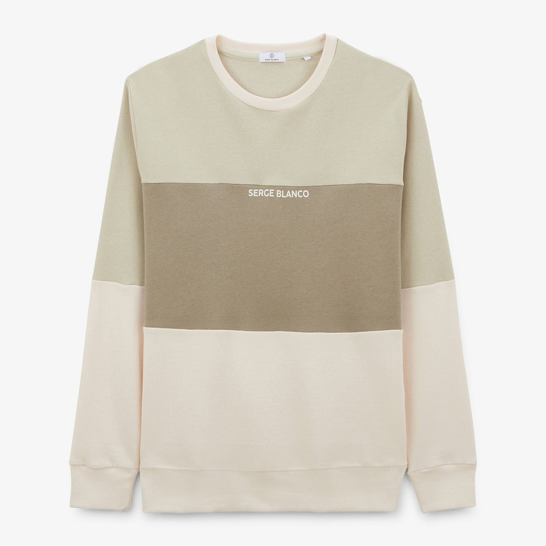 Sweat à col rond tricolore logo ciment homme serge blanco