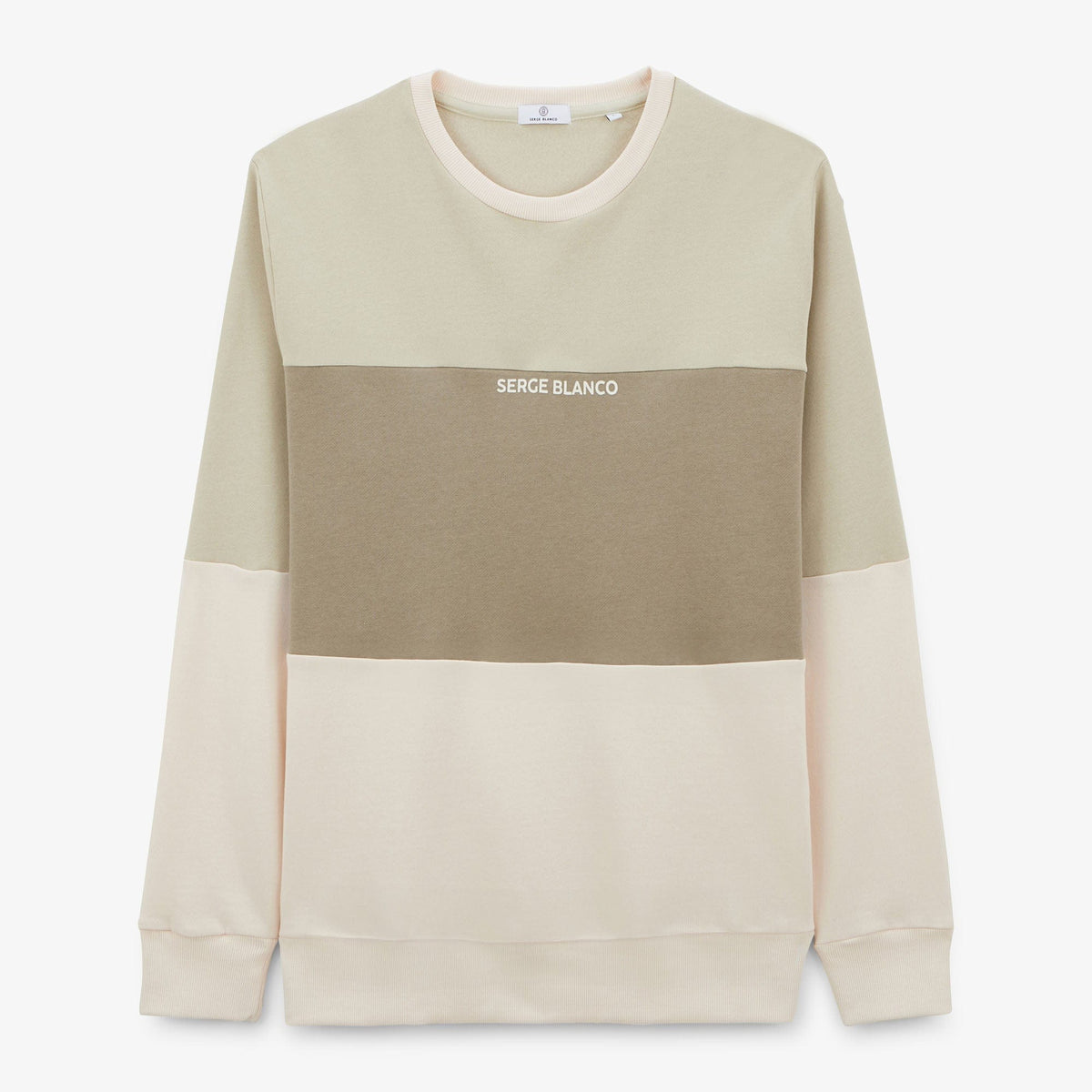 Sweat à col rond tricolore logo ciment homme serge blanco