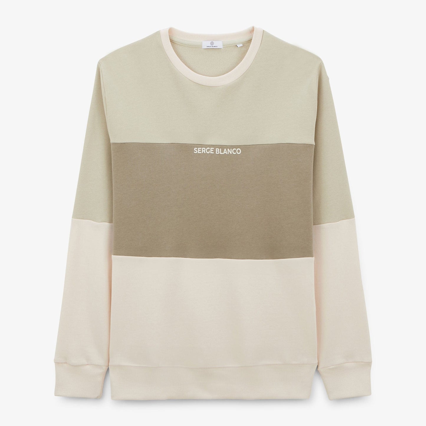 Sweat à col rond tricolore logo ciment homme serge blanco