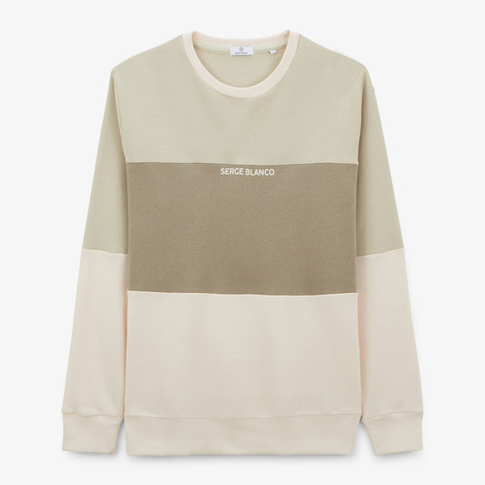 Sweat à col rond tricolore logo ciment homme serge blanco