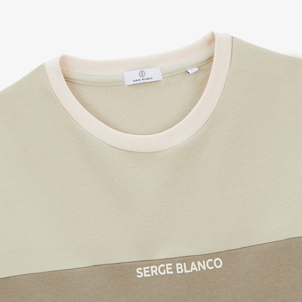 Sweat à col rond tricolore logo ciment homme serge blanco