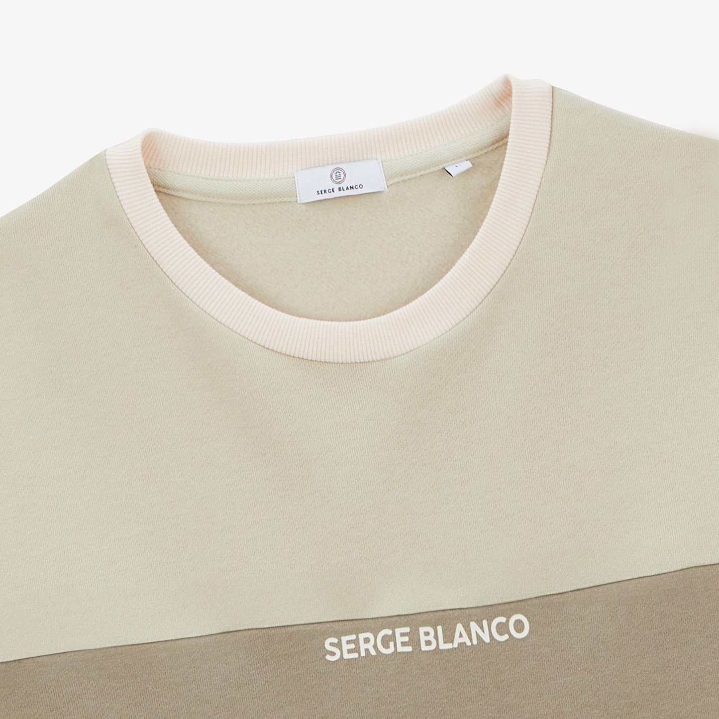 Sweat à col rond tricolore logo ciment homme serge blanco