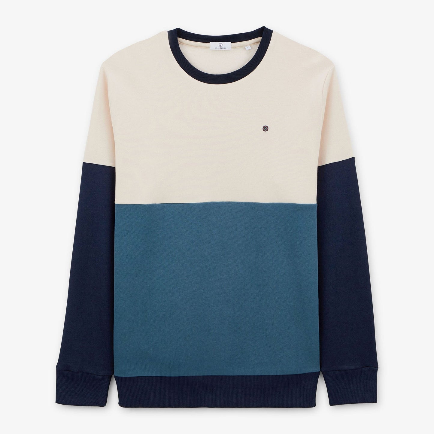 Sweat col rond tricolore pastel homme serge blanco