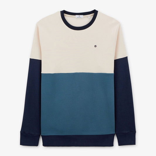 Sweat col rond tricolore pastel homme serge blanco