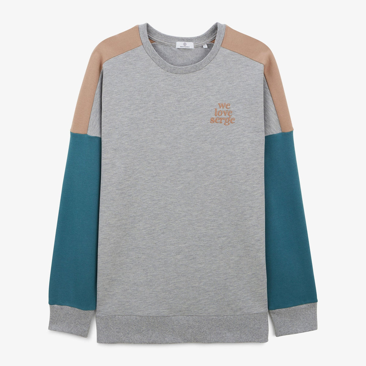 Sweat molleton col rond WE LOVE SERGE gris en coton homme SERGE BLANCO
