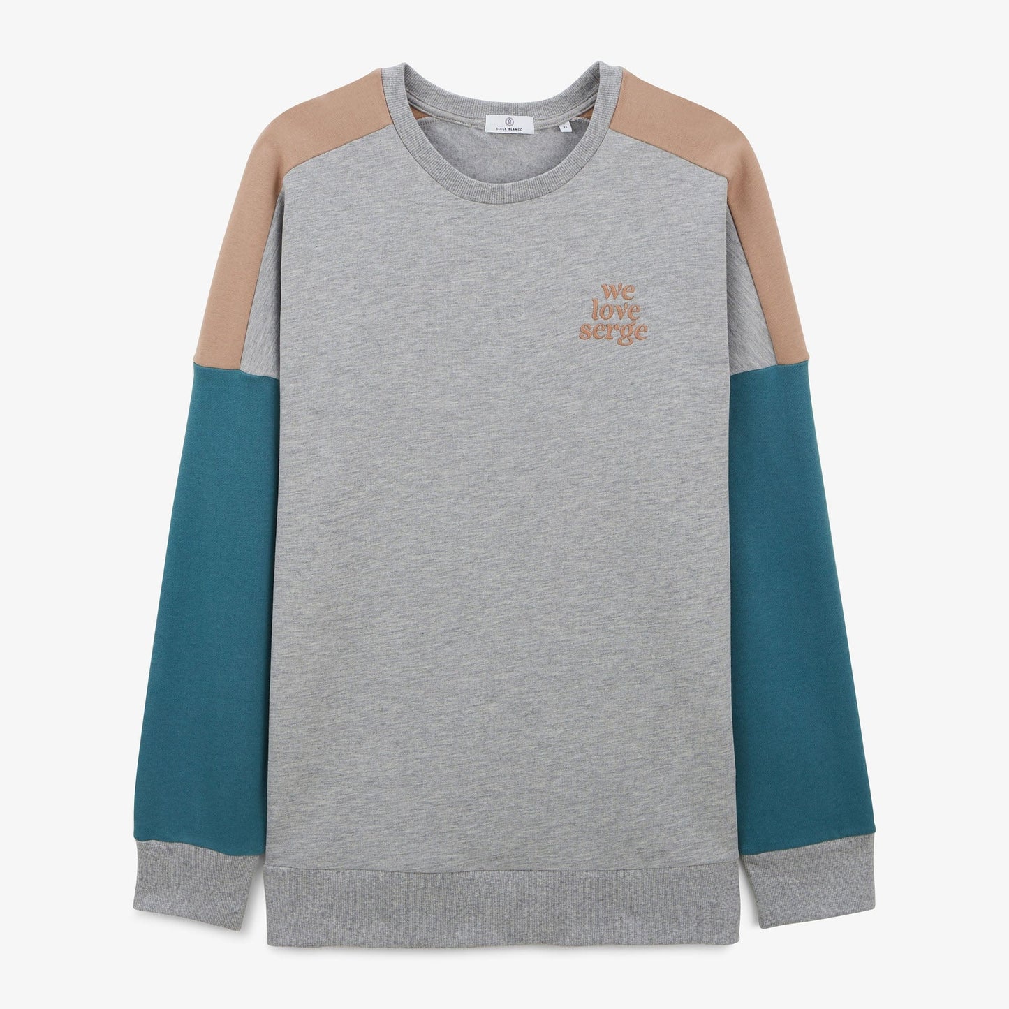 Sweat molleton col rond WE LOVE SERGE gris en coton homme SERGE BLANCO