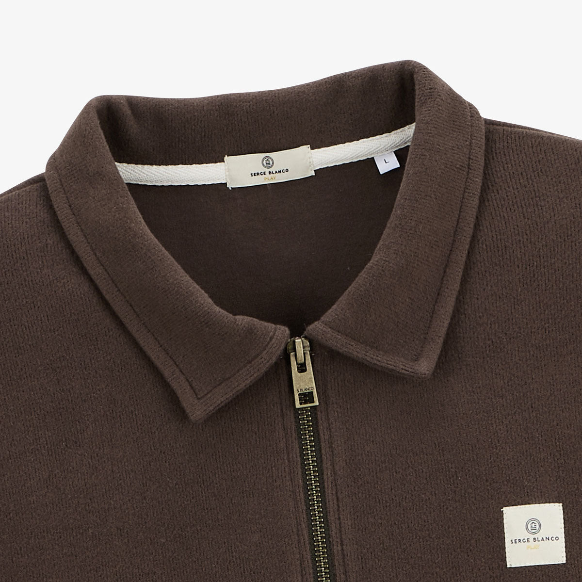 Sweat zippé avec col polo Souleman marron ébène Play SERGE BLANCO