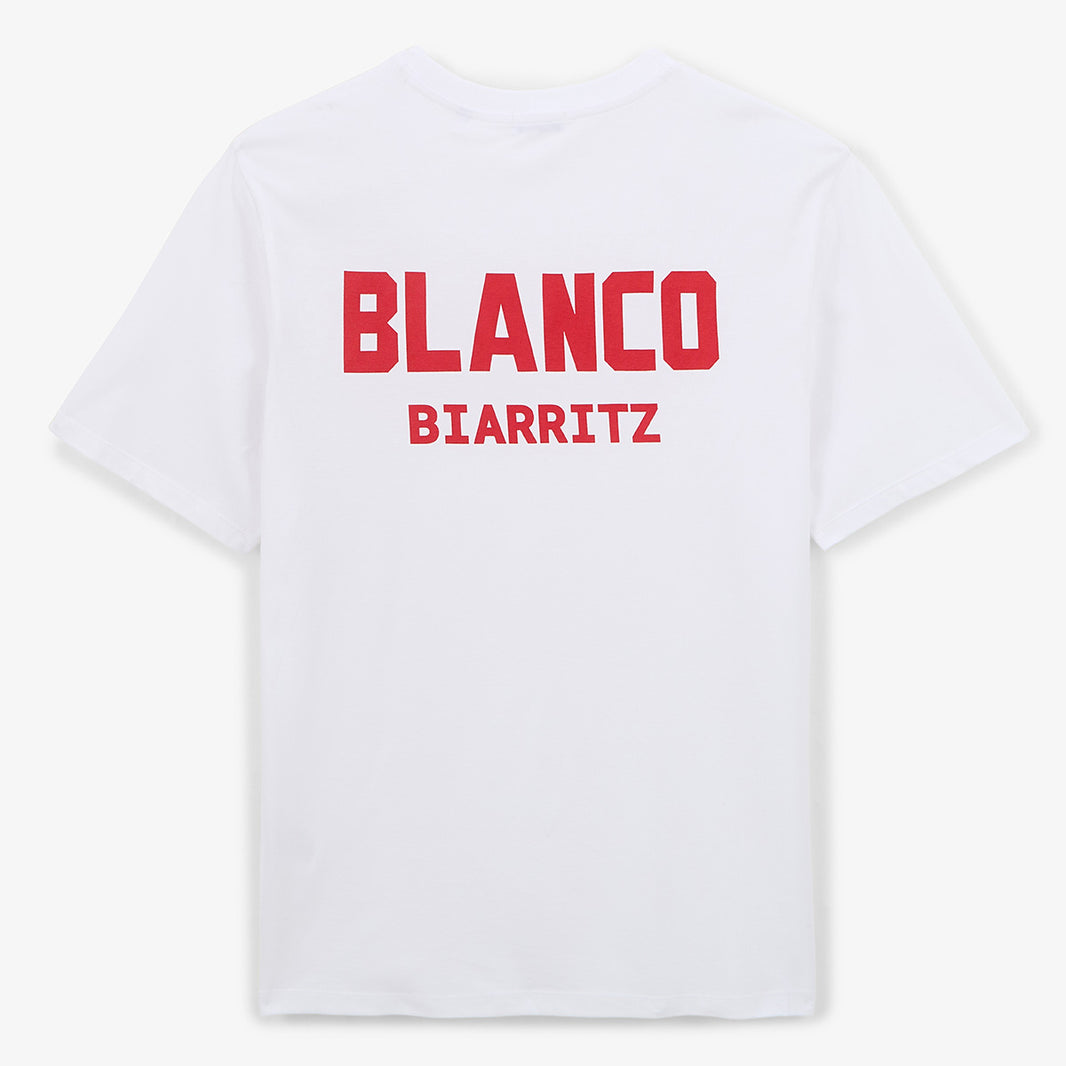 Camiseta de cuello redondo blanca de algodón con estampado en la espalda BLANCO BIARRITZ HOMBRE SERGE BLANCO