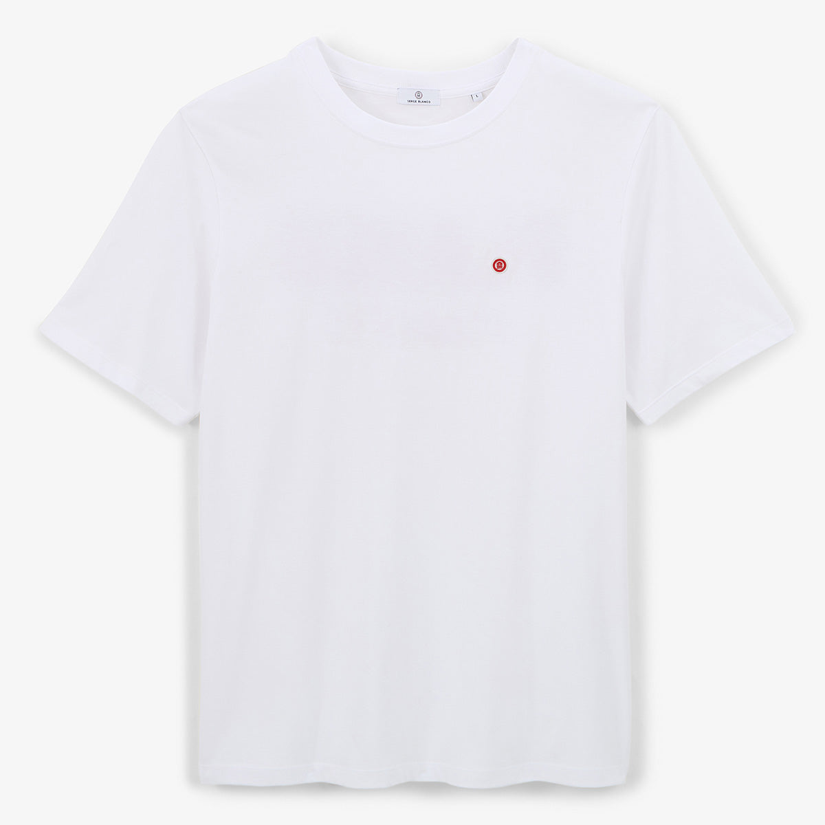 Maglietta girocollo bianca in cotone con stampa sul retro BLANCO BIARRITZ UOMO SERGE BLANCO