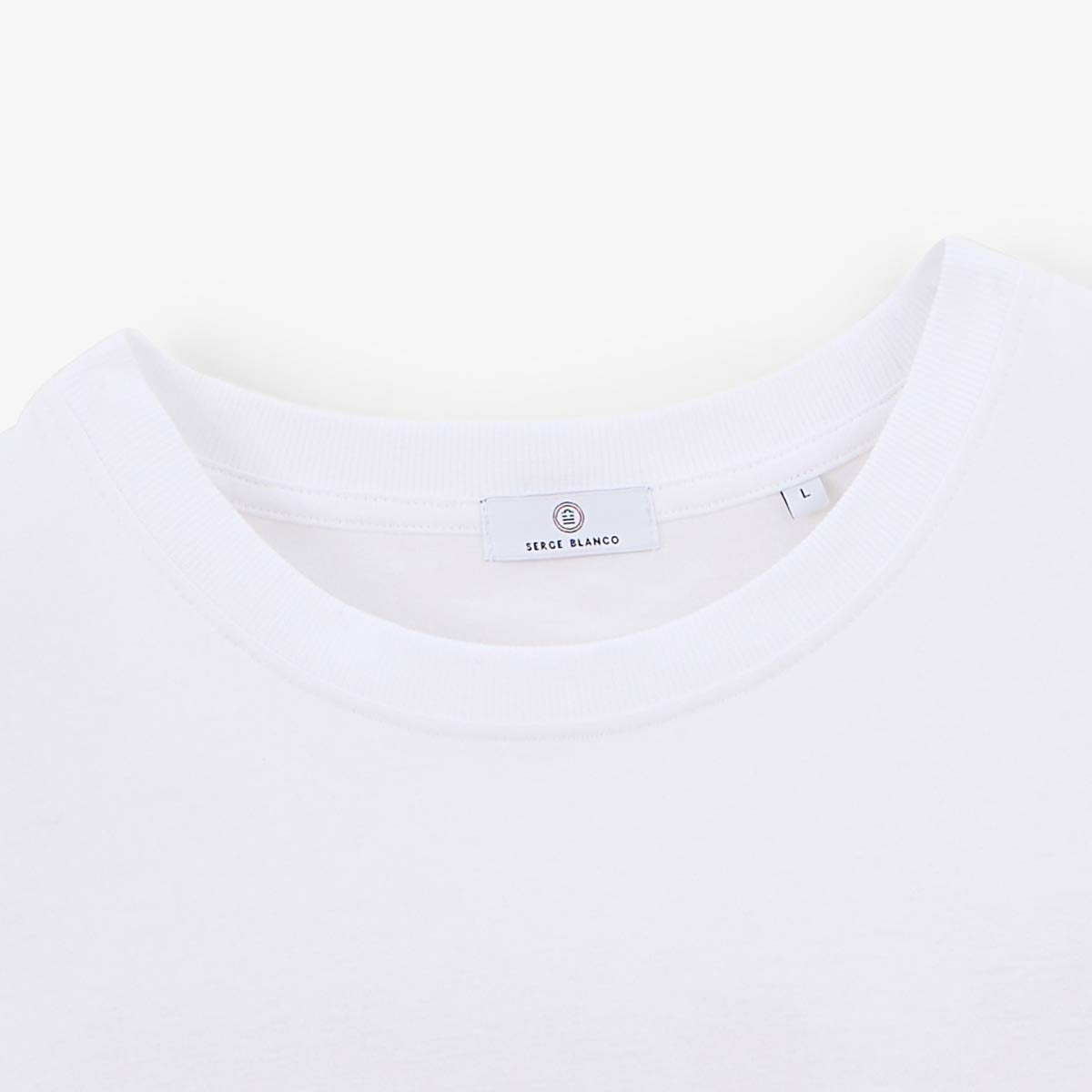 Maglietta girocollo bianca in cotone con stampa sul retro BLANCO BIARRITZ UOMO SERGE BLANCO