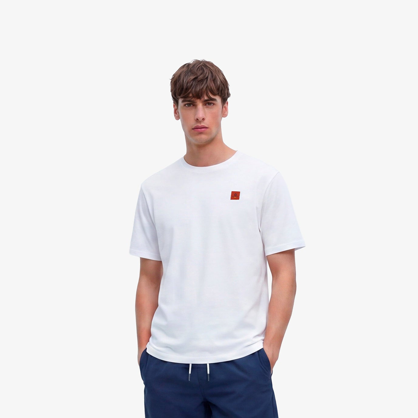 T-shirt col rond blanc en coton imprimé dos dragon