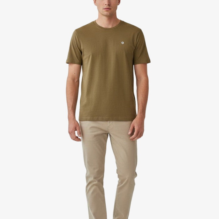 T-shirt Manches Courtes Col Rond En Coton Beige Théo Homme SERGE BLANCO