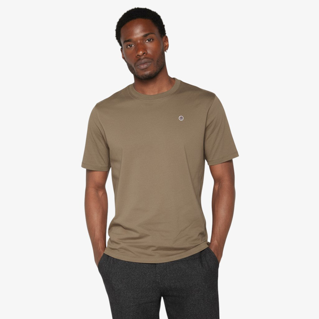 T-shirt Manches Courtes Col Rond En Coton Marron Shitake Théo Homme SERGE BLANCO