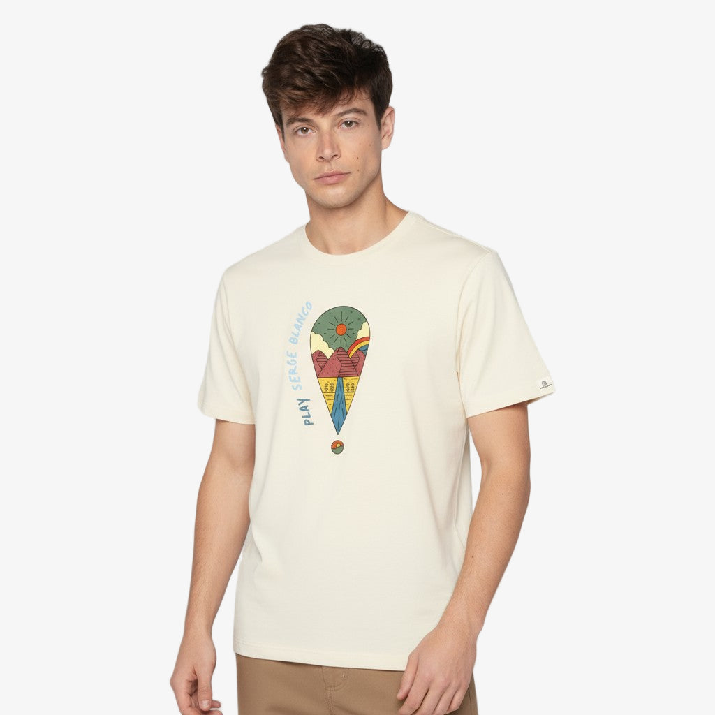 T-shirt Manches Courtes Col Rond Turner Blanc Latte Homme SERGE BLANCO