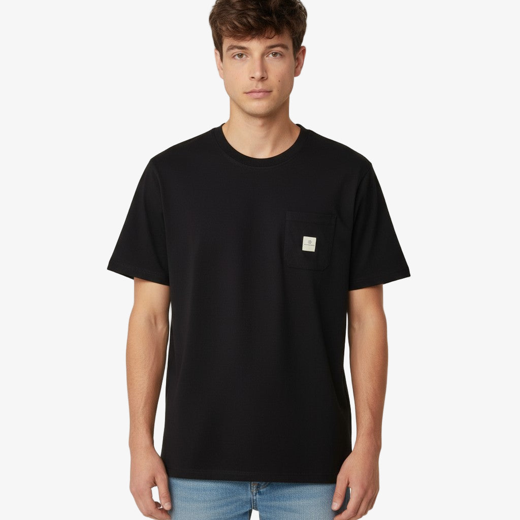 T-shirt Manches Courtes En Coton Noir PLAY Poche Poitrine Homme SERGE BLANCO