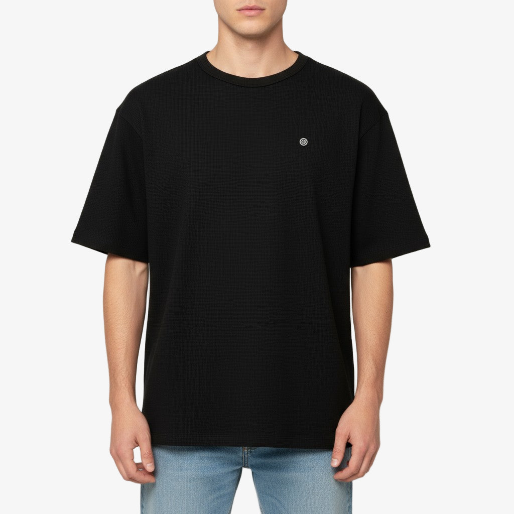 T-shirt Manches Courtes Oversize En Coton Gaufré Noir Toussaint Homme SERGE BLANCO