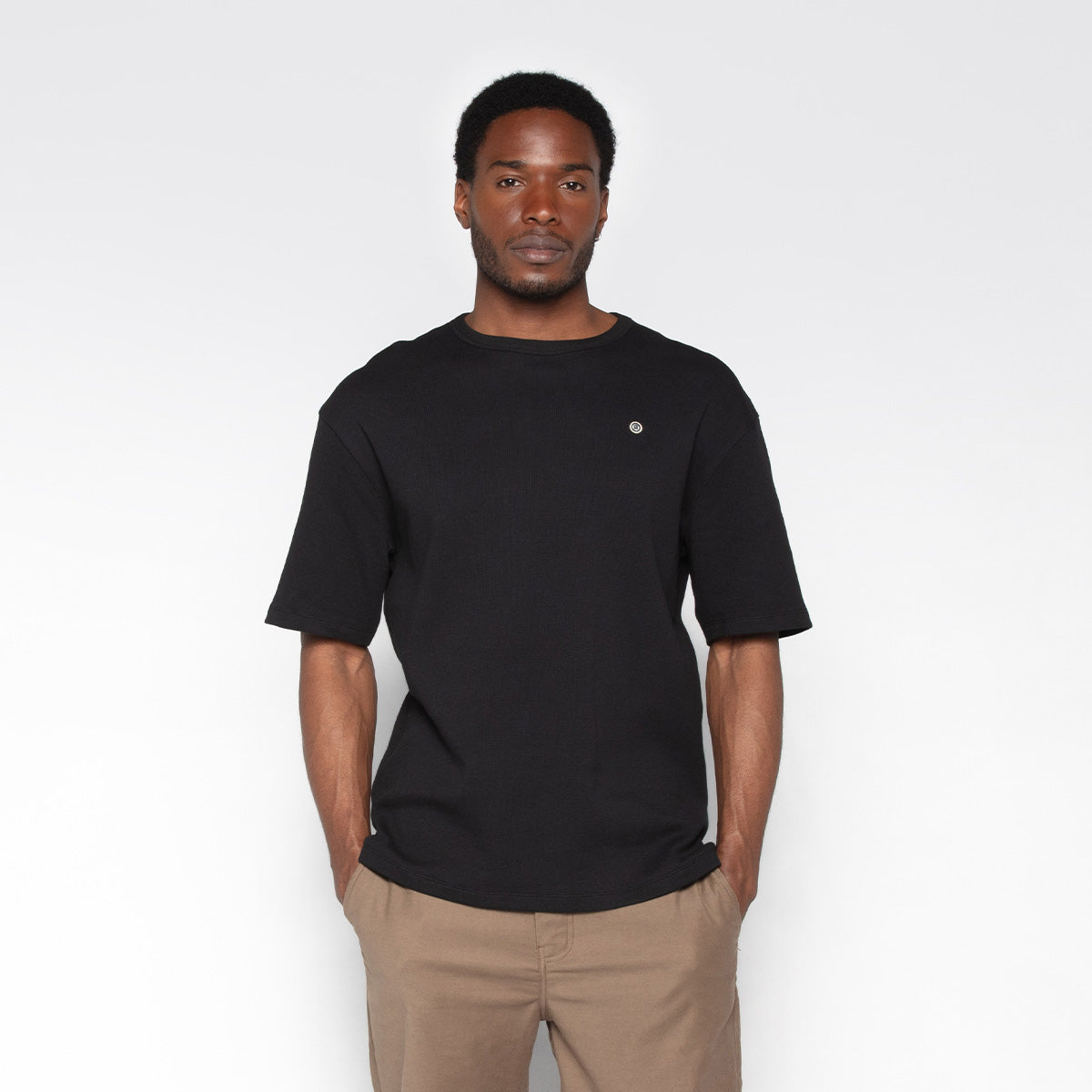 T-shirt Théo Noir Col Rond En Coton Homme SERGE BLANCO