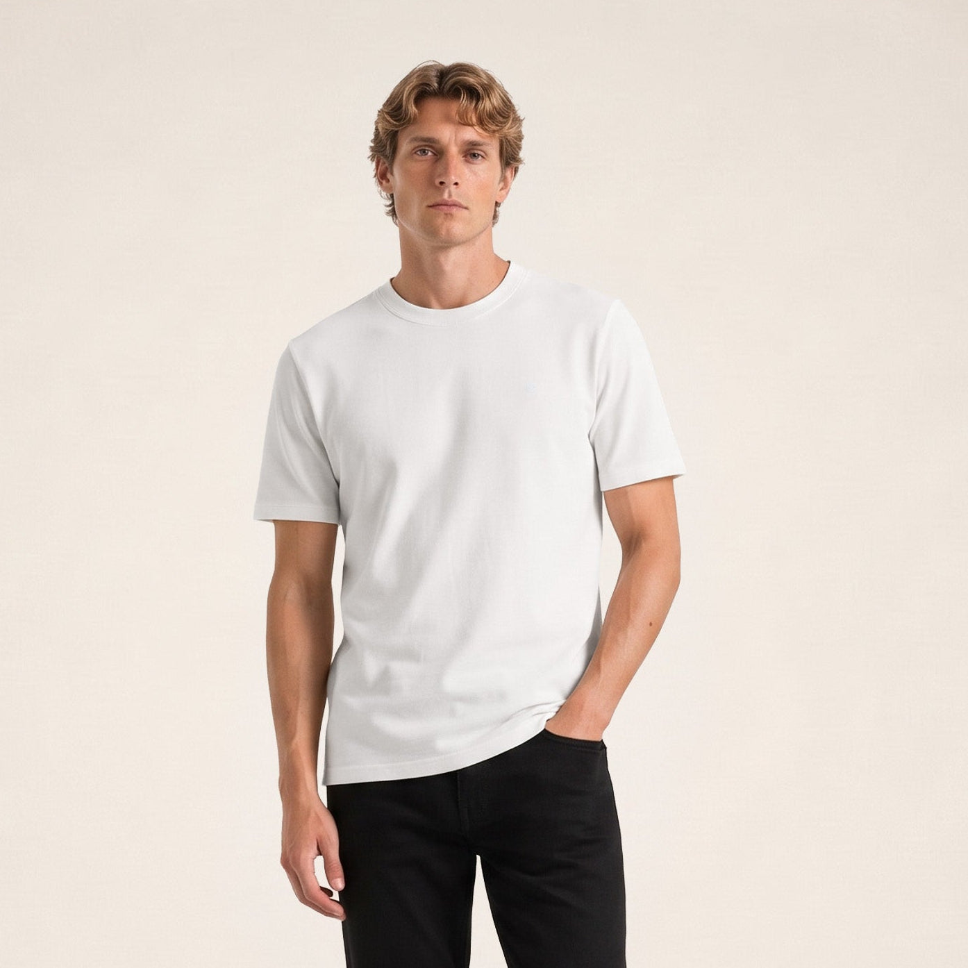T-shirt manches courtes Théo lin mélangé blanc