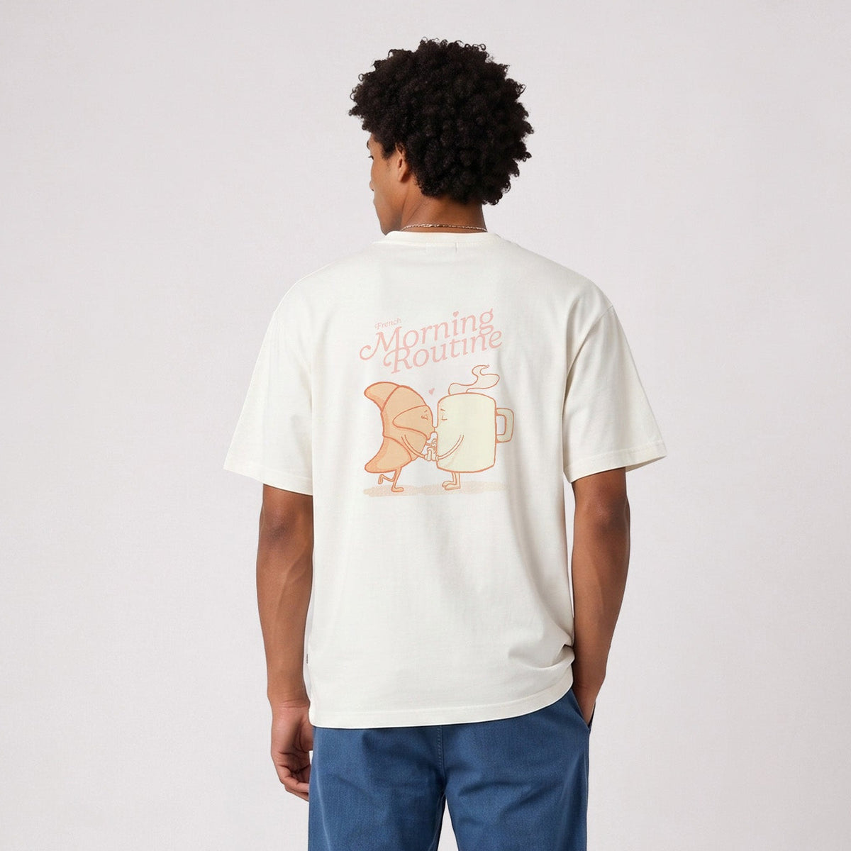 T-shirt manches courtes Thor SBPLAY oversize imprimé French Morning Routine blanc cassé