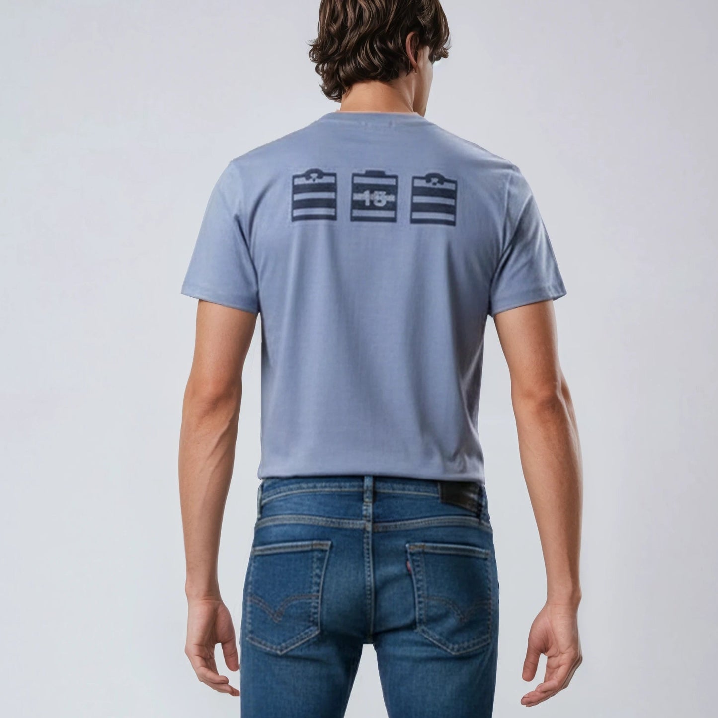 T-shirt manches courtes bleu ciel imprime dos en coton homme SERGE BLANCO