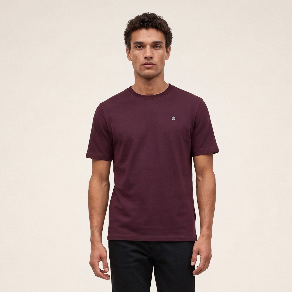 T-shirt manches courtes col rond Théo rouge bordeaux