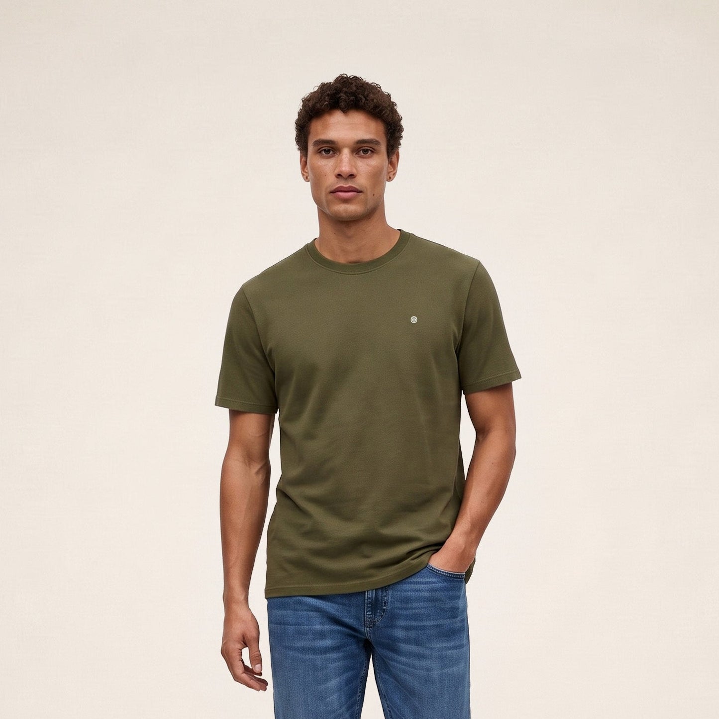 T-shirt manches courtes col rond Théo vert thym