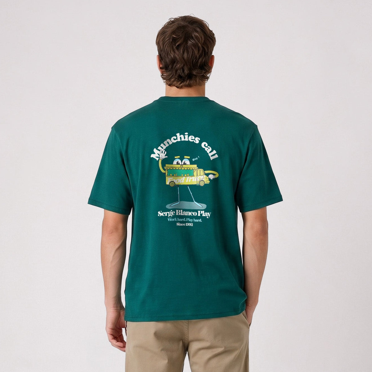 T-shirt manches courtes coton imprimé Munchies Call bleu canard SBPLAY
