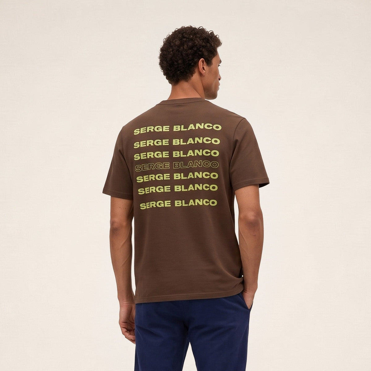 T-shirt manches courtes coton marron SERGE BLANCO Théo