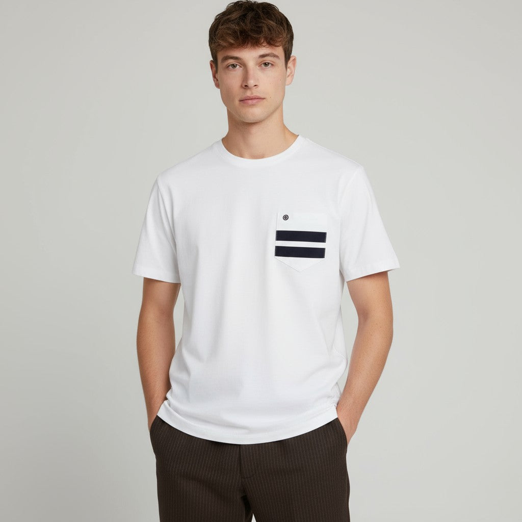 T-shirt manches courtes en coton blanc printe homme SERGE BLANCO