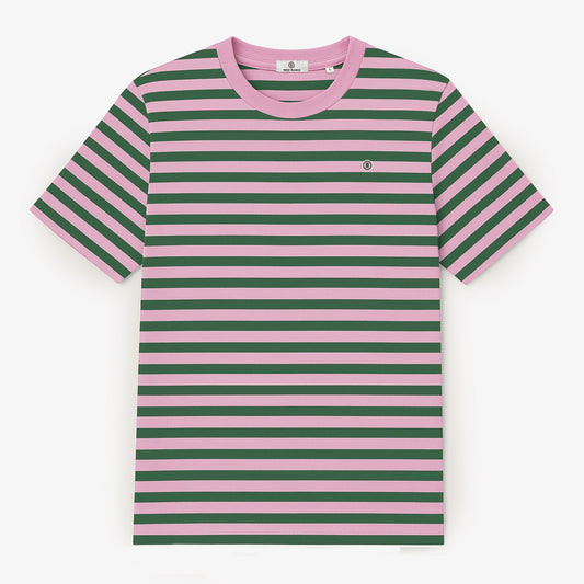 T-shirt manches courtes en coton à rayures vert sapin homme serge blanco