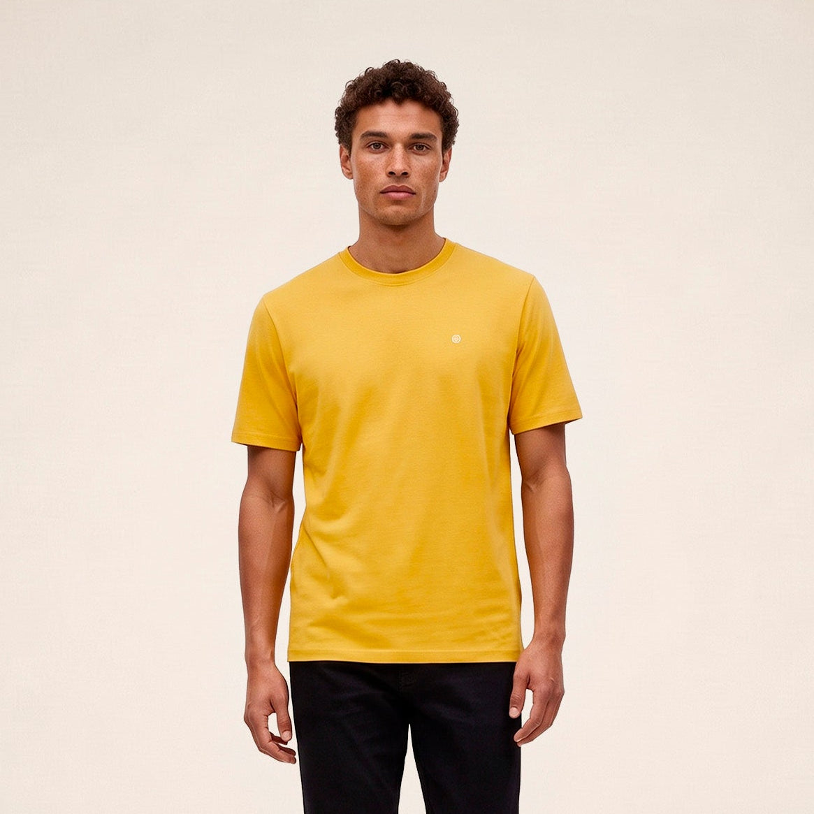 T-shirt manches courtes jaune moutarde Théo