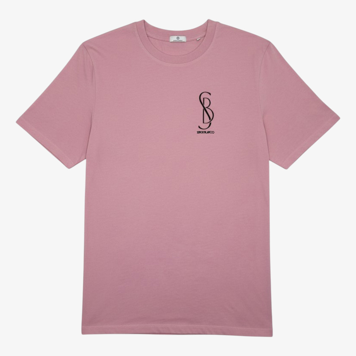 T-Shirt „Tobias“ mit Rundhalsausschnitt aus rosa Baumwolle und Aufdruck auf der Brust