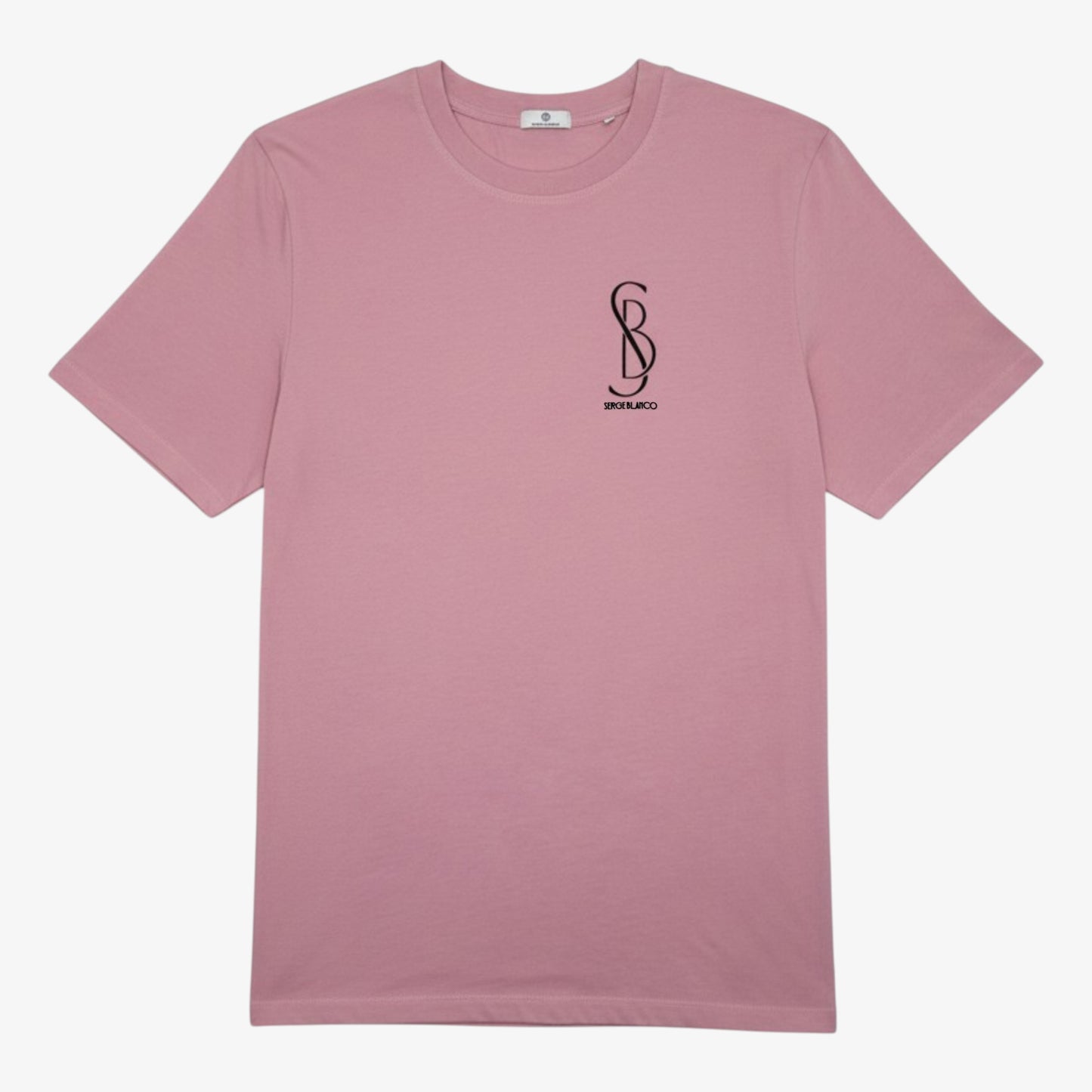 T-Shirt „Tobias“ mit Rundhalsausschnitt aus rosa Baumwolle und Aufdruck auf der Brust