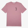 T-Shirt „Tobias“ mit Rundhalsausschnitt aus rosa Baumwolle und Aufdruck auf der Brust