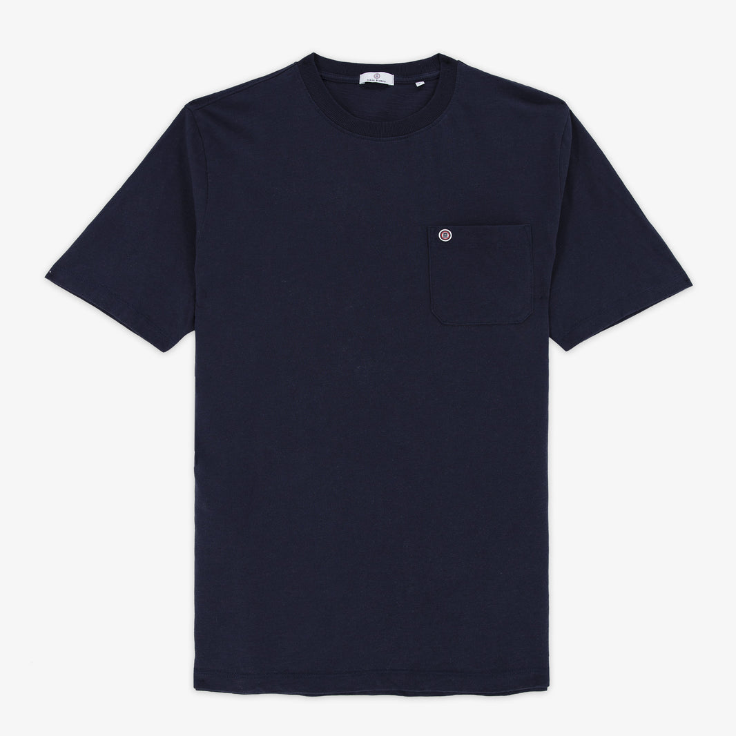 T-shirt manches courtes Tony en coton slub bleu marine