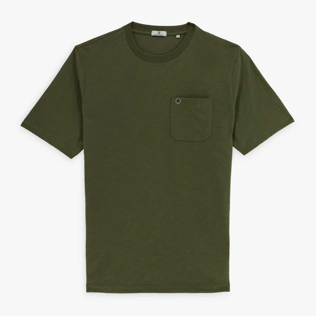 T-shirt manches courtes Tony en coton slub kaki
