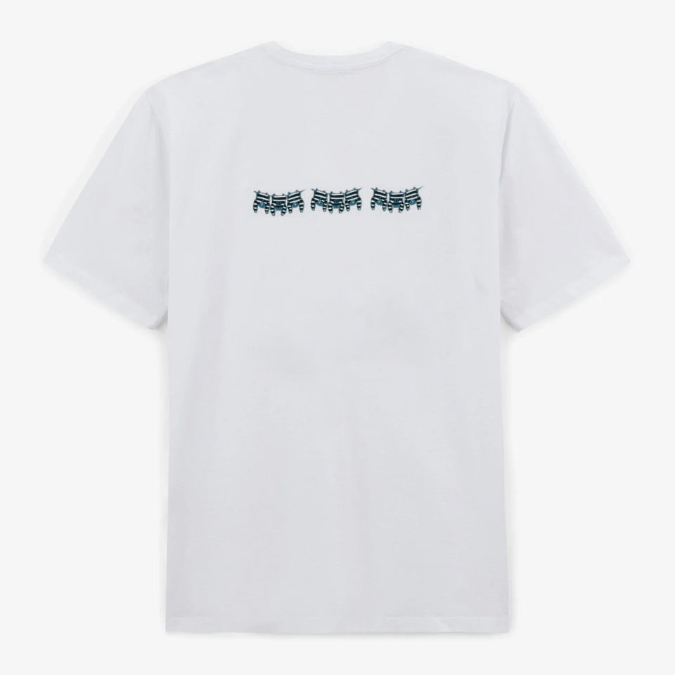 Théo white cotton crew-neck T-shirts with back embroidery