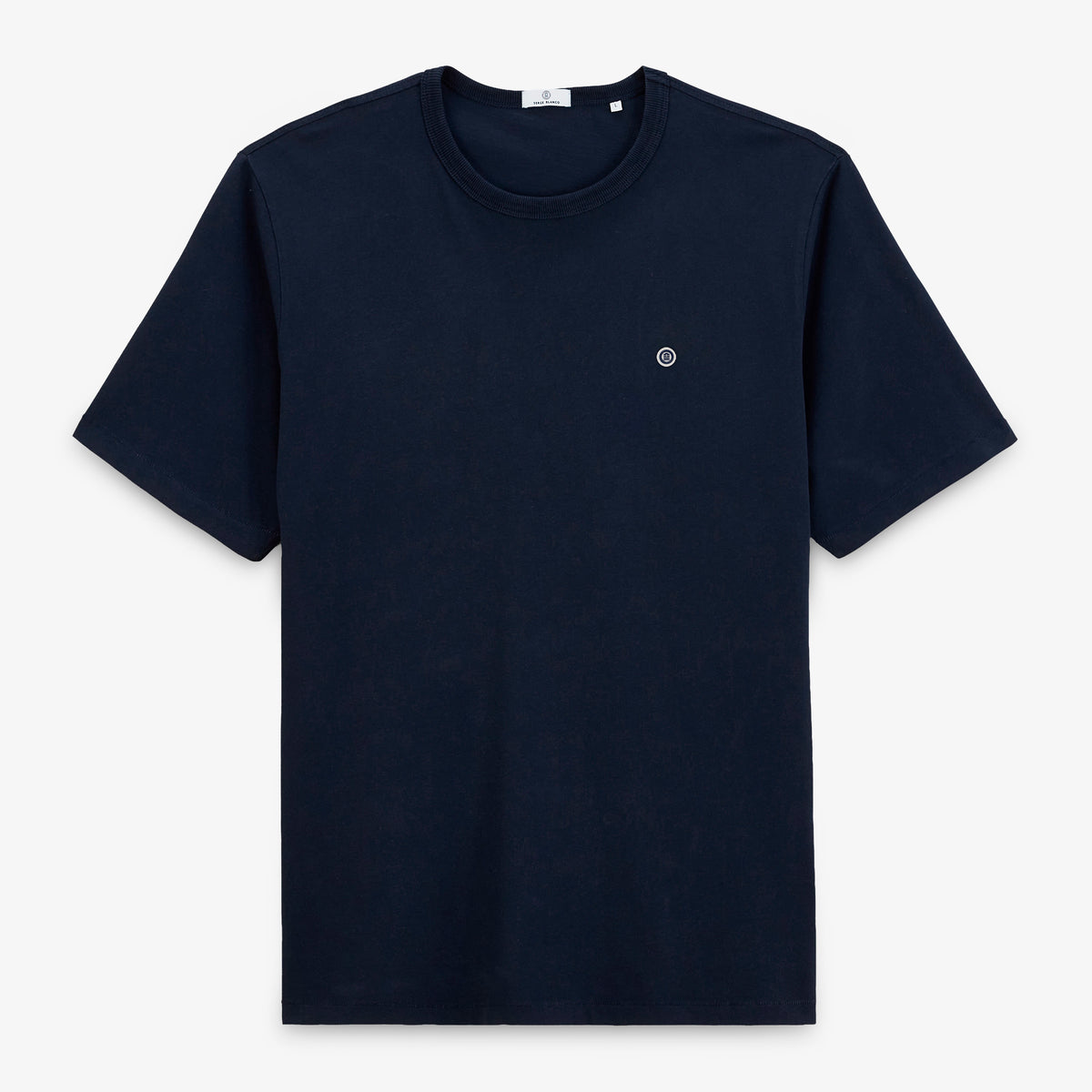 T-shirts col rond Théo en coton bleu marine avec broderie dos
