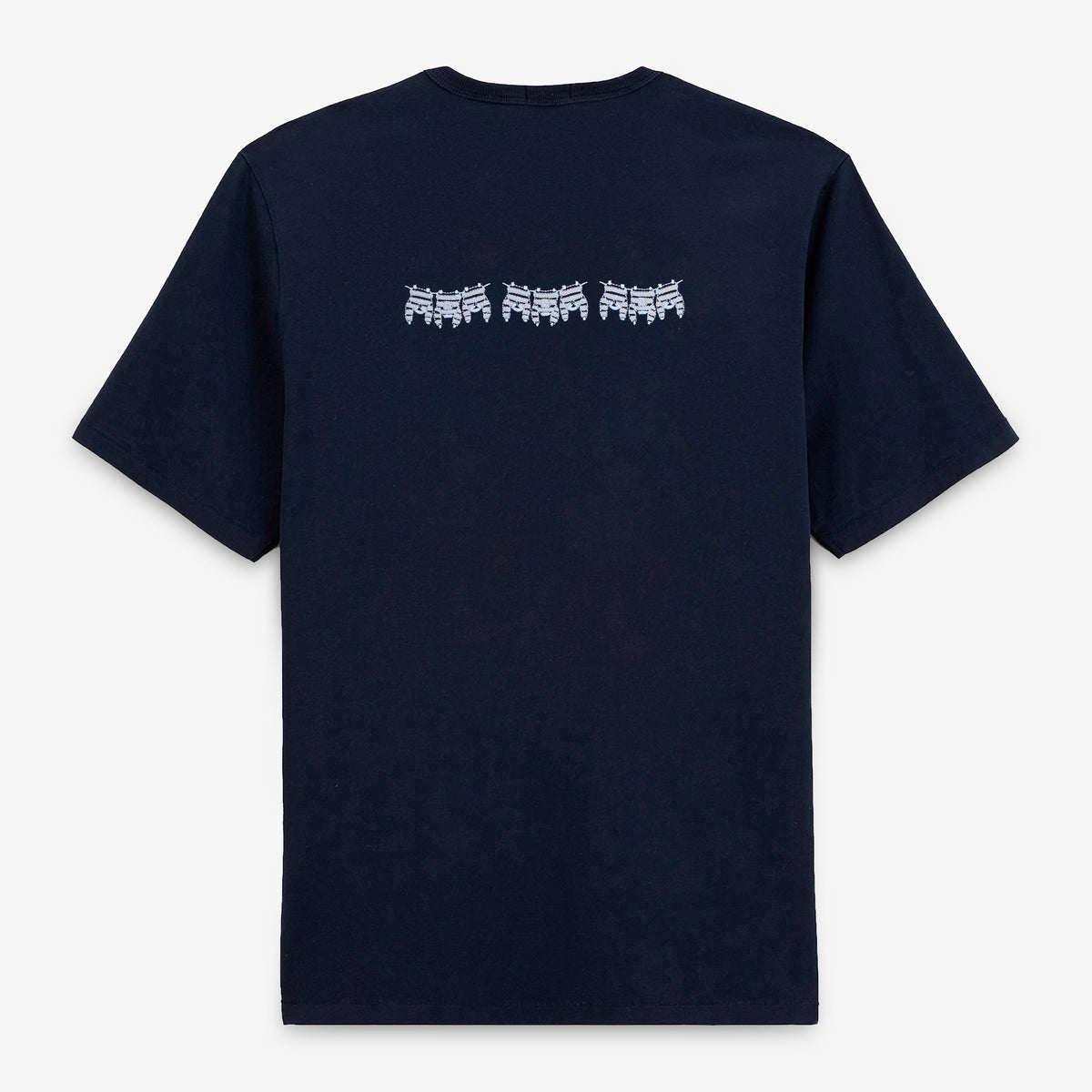 T-shirts col rond Théo en coton bleu marine avec broderie dos