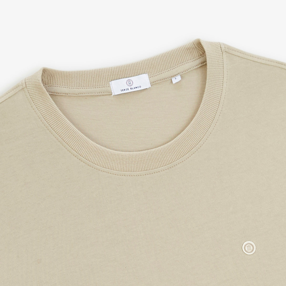 T-shirt manches courtes col rond Théo beige travertin