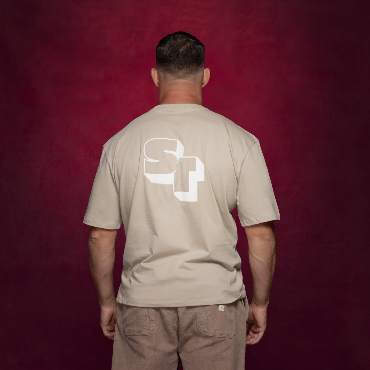 Maglietta a maniche corte in cotone stampato beige dello Stade Toulousain