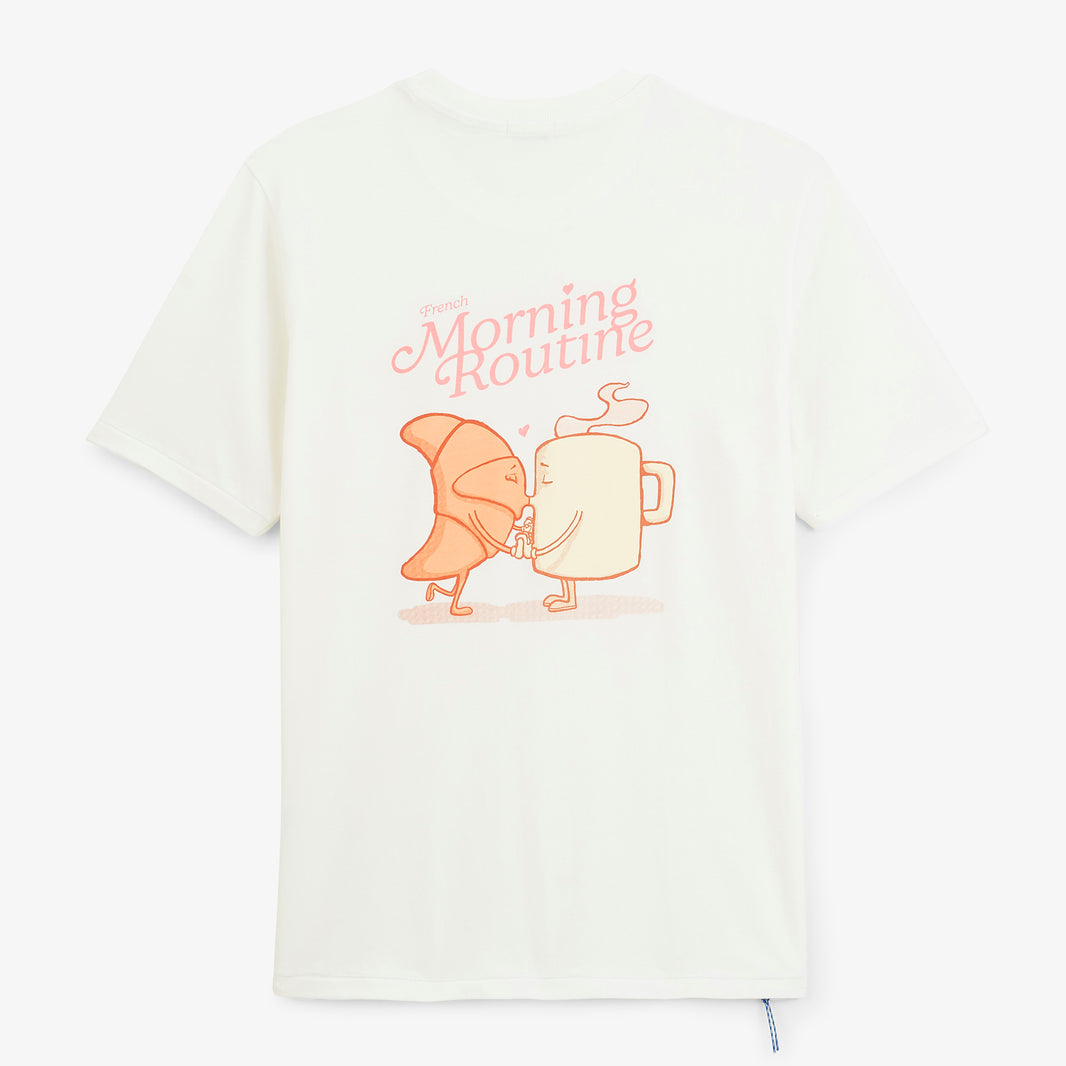 T-shirt manches courtes Thor SBPLAY oversize imprimé French Morning Routine blanc cassé
