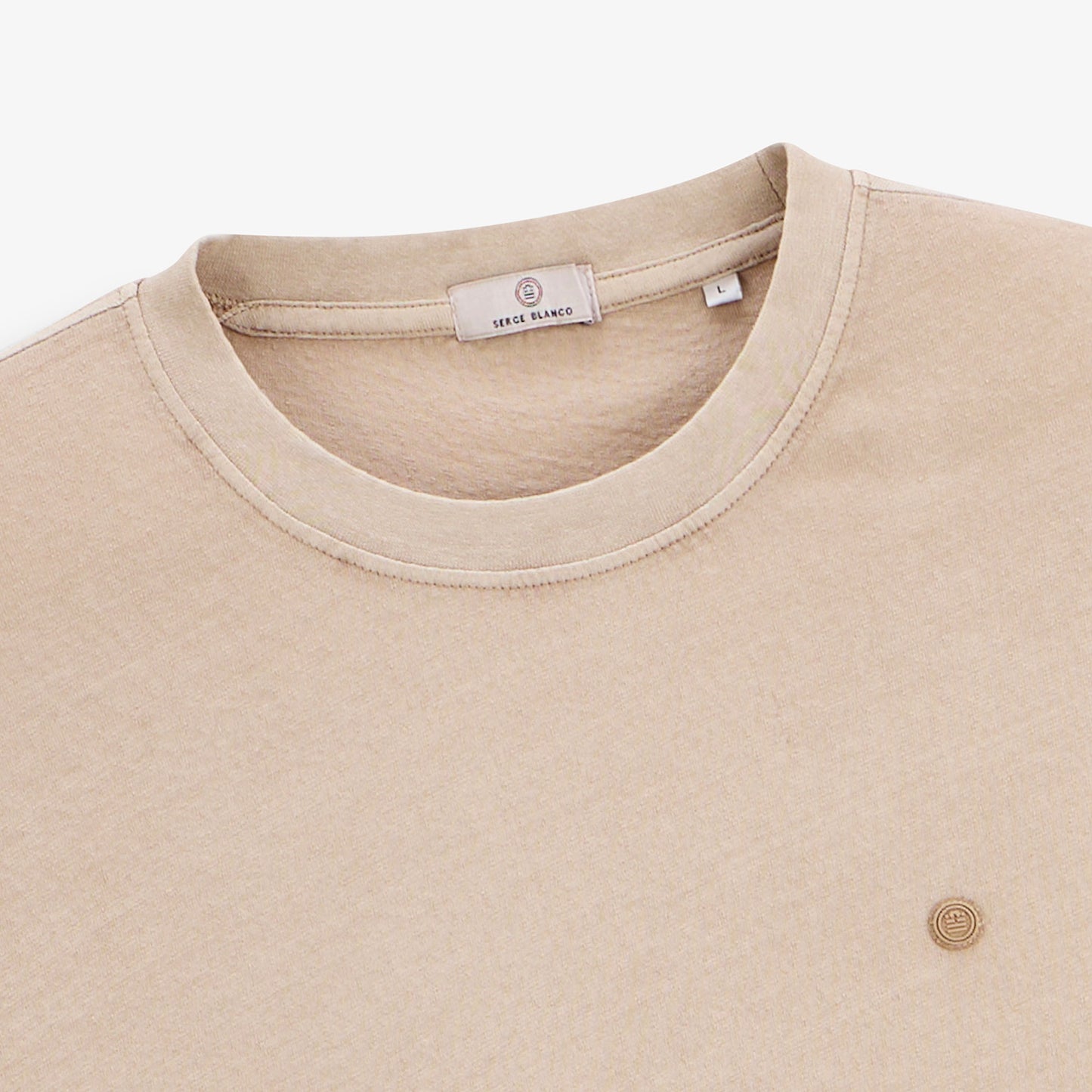 T-shirt manches courtes Théo lin mélangé beige travertin