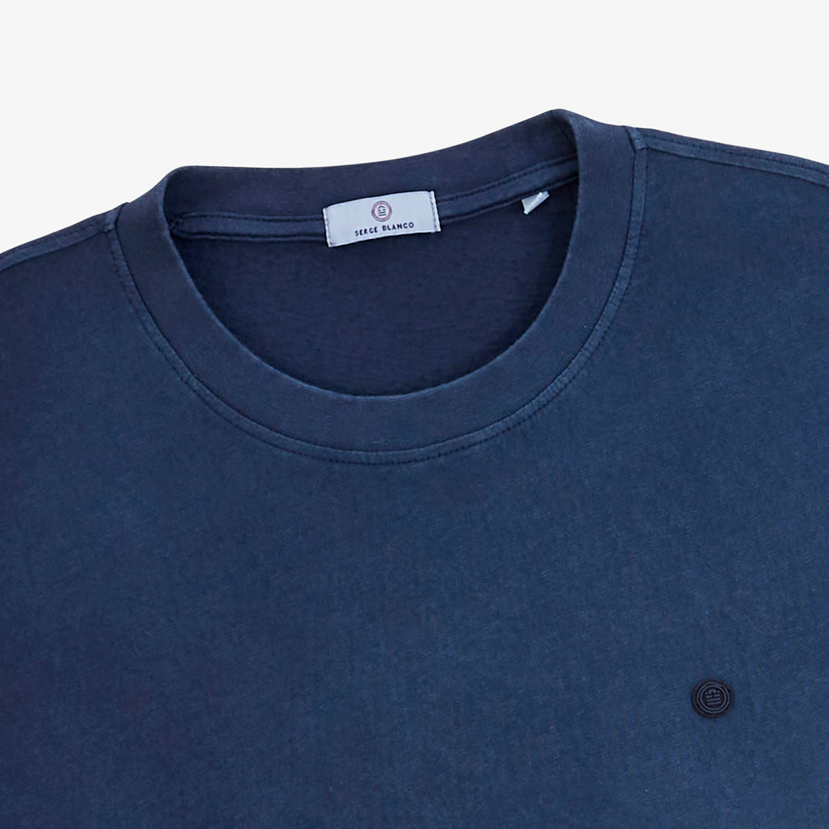 T-shirt manches courtes Théo lin mélangé bleu marine