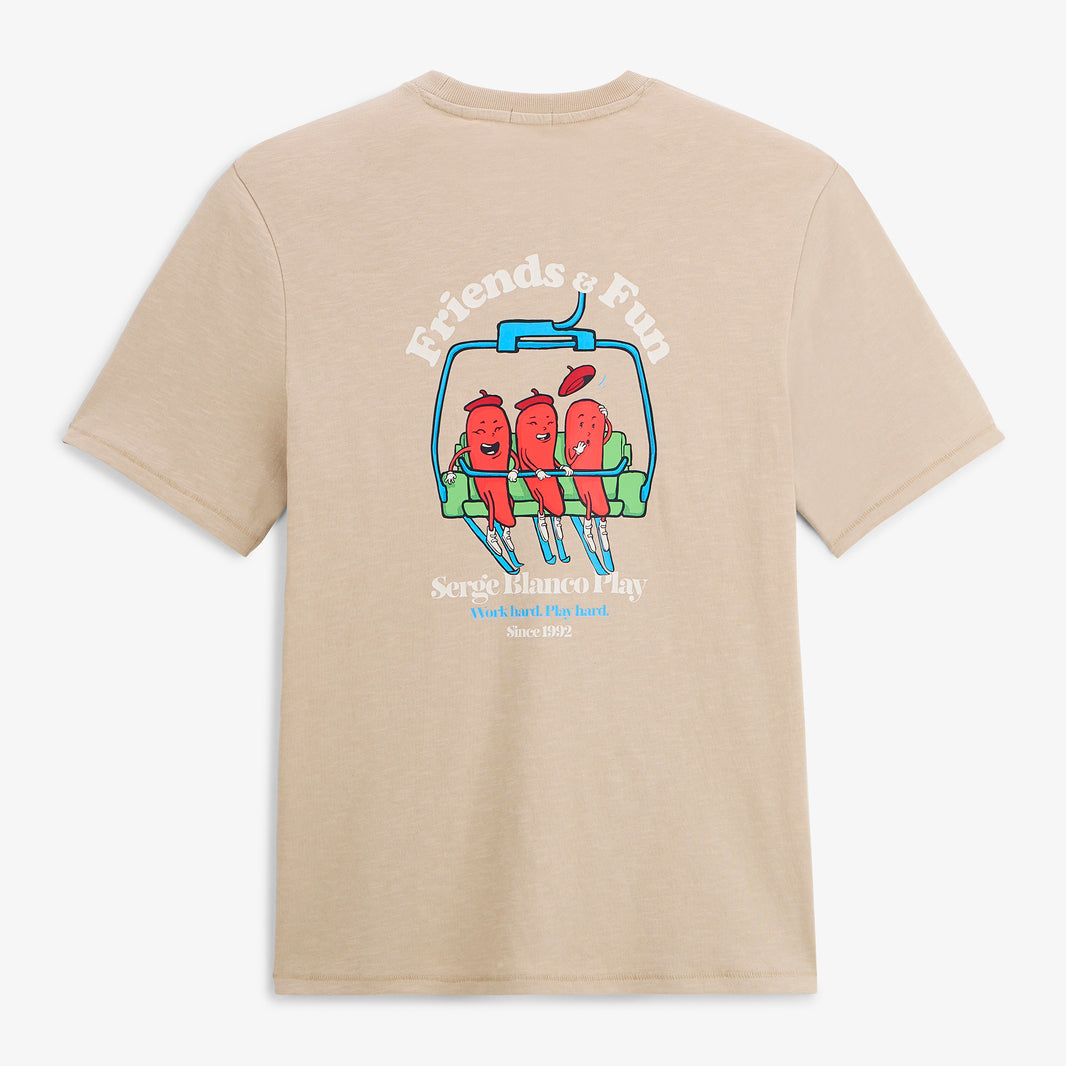 T-shirt manches courtes Théo imprimé Friends & Fun beige sable SBPLAY