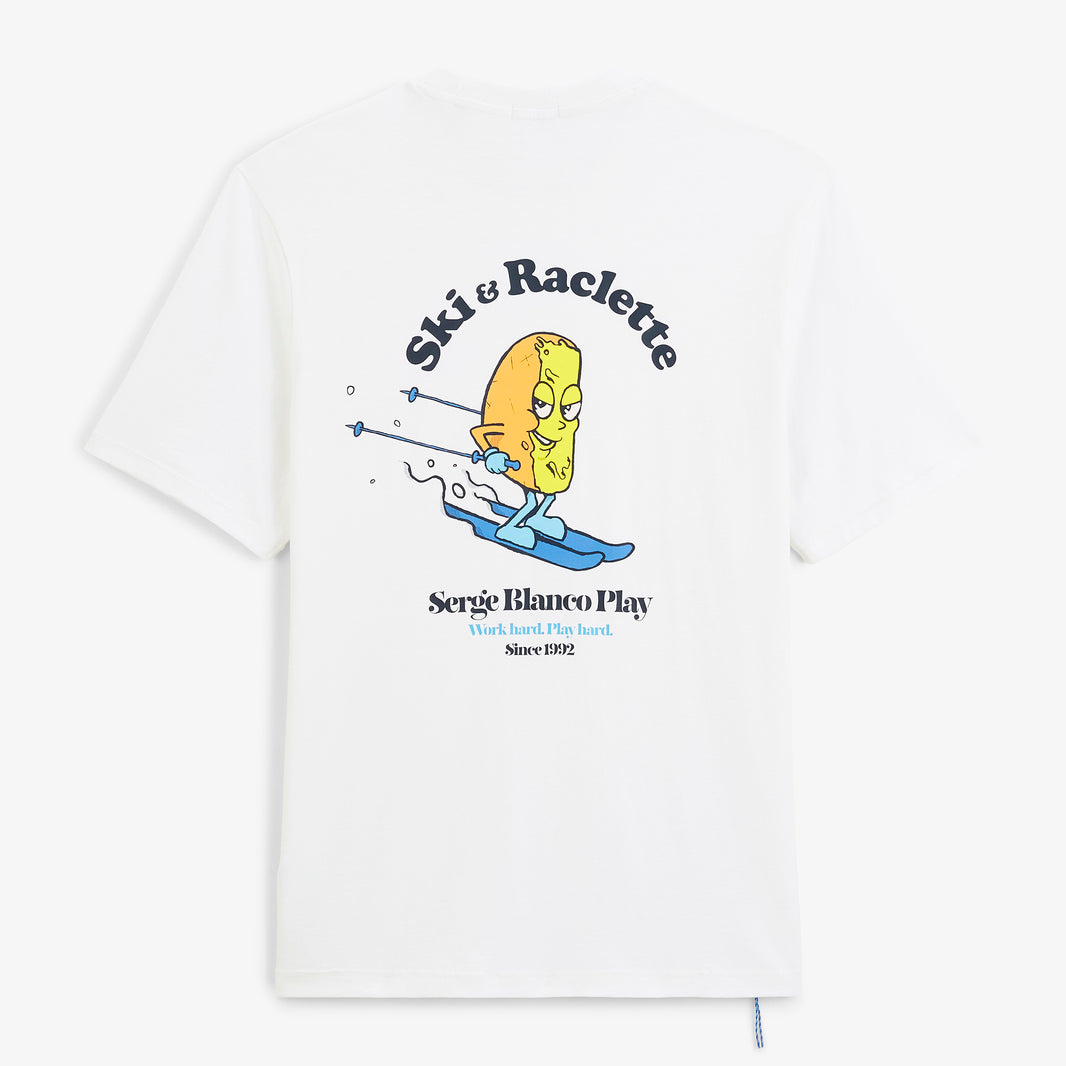 T-shirt manches courtes Théo imprimé Ski & Raclette blanc