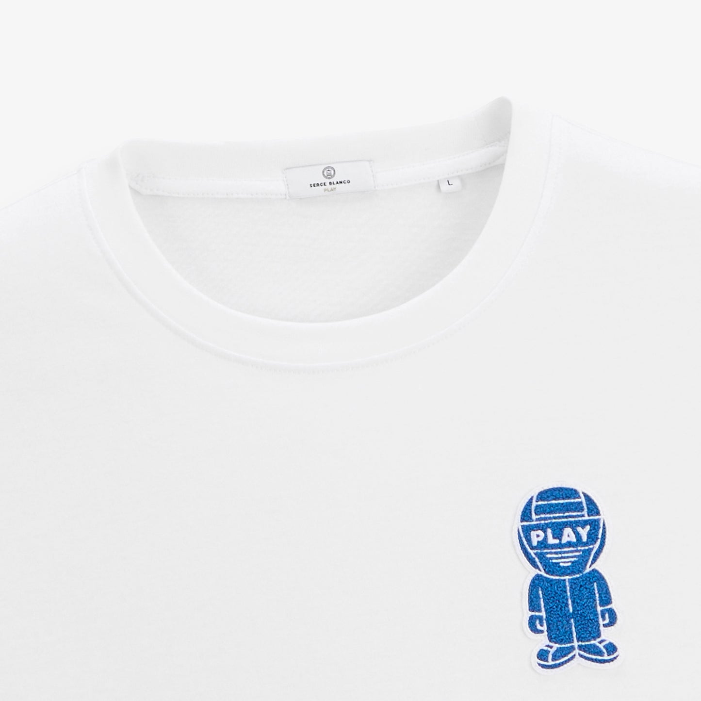 T-shirt manches courtes Théo badge bouclette blanc