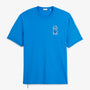 T-shirt manches courtes col rond Théo badge bouclette bleu